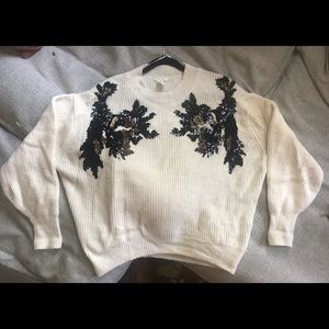 H&M Sequin White Sweater